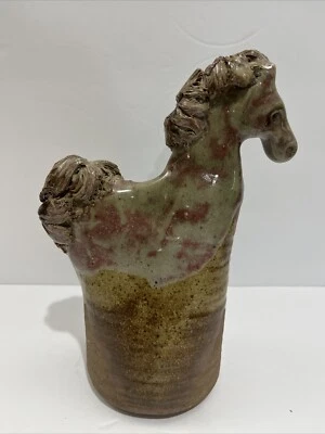 Vintage Rearing Horse Studio Pottery Stoneware Savings Bank, Piggy Bank Signed - Image 1 of 4