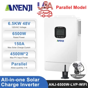 6500W 48V Solar Inverter Hybrid 2*MPPT 150A 120V Parallel Max 6 Units +WIFI & CT - Picture 1 of 12