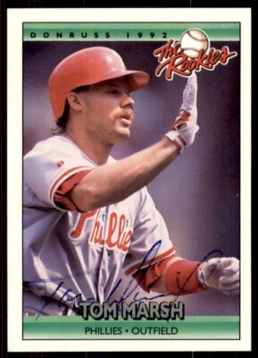 1992 DONRUSS THE ROOKIES TOM MARSH ROOKIE AUTO PHILADELPHIA PHILLIES #66 - Image 1 of 2