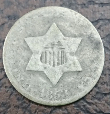 1853 Three Cent Silver US Mint 3C Coin Trime Type Coin Circulated - Image 1 of 3