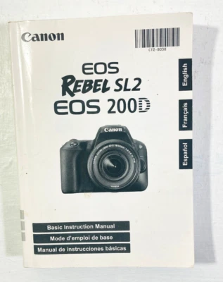 Canon EOS Rebel SL2 200D Camera Instruction Manual In English French Spanish - Image 1 of 4