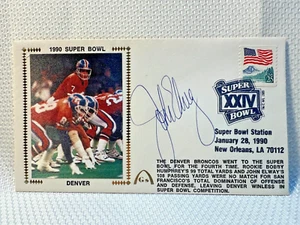 John Elway Signed First Day Cover FDC 1990 Super Bowl Denver Cachet Envelope JSA - Picture 1 of 3