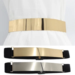 Cinturón ancho para mujer cinturón de chapa metálica dorado color plata cintura de lujo vintage. - Imagen 1 de 14