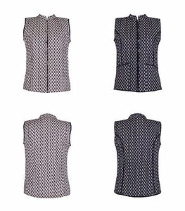 Hand Block Reversible Printed Quilted Waistcoat | Cotton Lane - Picture 1 of 8