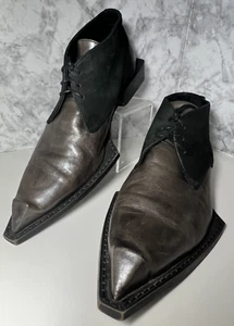 John Fluevog Swordfish Stiefelette Schuhe Herren Größe 10 Leder Grau Steampunk Selten - Bild 1 von 10