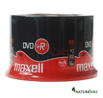 50 Maxell 275610 DVD-R 16x 4.7 GB 120 mins Blank Discs Spindle / Cakebox - Image 1 of 3