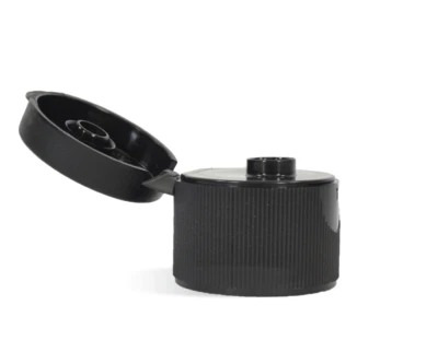 BLACK Disc dispensing 24/410 Black Ribbed Flip Top Cap 24/410 - 100 caps - Image 1 of 2