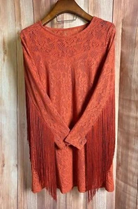 IDYLLWIND by MIRANDA LAMBERT Brick Dress “Crochet” Fringe Dress Size L (Bx 5) - Picture 1 of 11