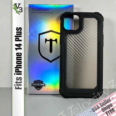 Funda para iPhone 14 Plus - Fibra de Carbono Negra | Resistente - Doble Capa | Tuerdan Foto 1 de 4