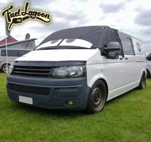 VW Black out Wrap windscreen Cover Transporter T5 / T5.1 Frost Protection Eyes - Picture 1 of 13
