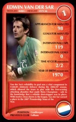 Top Trumps - Manchester United F.C. (2008) Edwin van der Sar No. 1 - Image 1 of 2