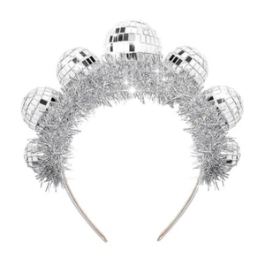 Women 70s Party Headband Disco Balls Headhoop Vintage Headwear Head Accessories - Picture 1 of 8