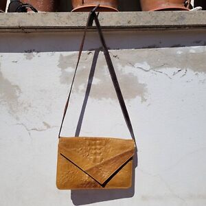 vintage genuine leather clutch bag handbag  shoulder strap 