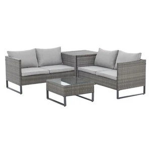 SVITA KANSAS Rattanlounge Gartenmöbel Set Gartensofa Polyrattan Grau - Bild 1 von 12