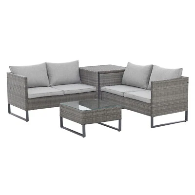 SVITA KANSAS Rattanlounge Gartenmöbel Set Gartensofa Polyrattan Grau - Bild 1 von 4