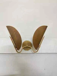 Dual Curved Light Wandleuchter Mid Century Beleuchtung geschwungene Schirme Handarbeit - Bild 1 von 9