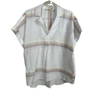 Camisa Manga Corta Soft Surroundings Popover Botón Trasero Talla L Rayas - Imagen 1 de 5