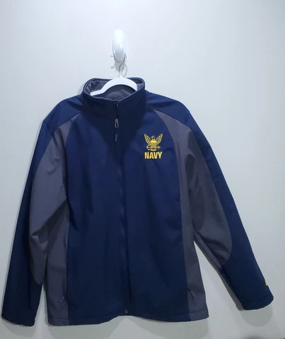 Navy Jacket Mens Large Blue Full Zip Football NCAA Windbreaker Sport -Tek USA Cover