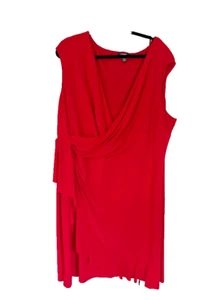 Chaps Pink Dress Fluid Jersey Knit Front Drape Pullover Knee Length Office 24W - Picture 1 of 11