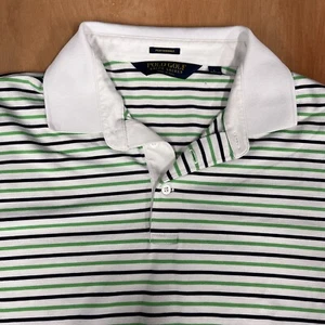 Polo Ralph Lauren Performance Polo Shirt Mens Large Navy Blue Green Stripes Golf - Picture 1 of 9
