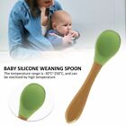 Tableware Baby Eat&Drink Utensils Feeding Wooden Handle Silicone Spoon