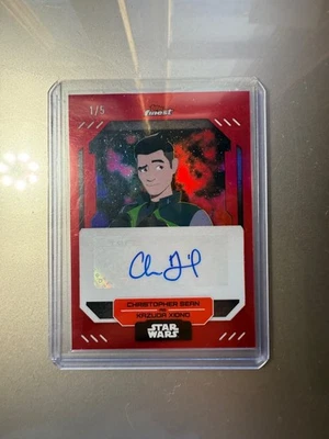 2023 Topps Finest Star Wars Christopher Sean As Kazuda Xiono 1/5  Red Auto - Image 1 of 2