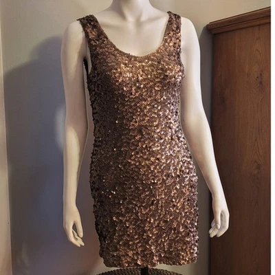 Sexy Vestido de Fiesta Ámbar Azul Dorado Lentejuelas Pequeño Sin Mangas Bodycon Cóctel Baile de graduación Vacaciones Foto 1 de 4