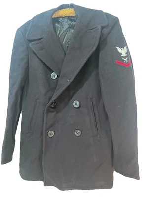 ABRIGO GUARDACOSTAS VINTAGE 100% LANA TALLA 36, FORRADO SATINADO.  Doble pecho, Foto 1 de 4