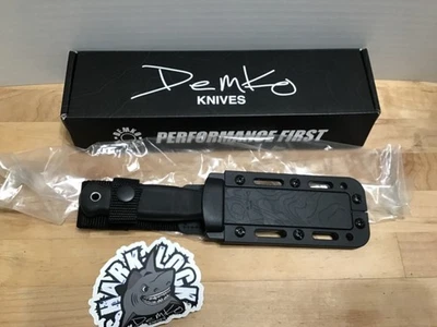 Faca Demko Knives Armiger 4 Spear Point 4.0" preta lâmina de borda lisa cabo preto - Imagem 1 de 4