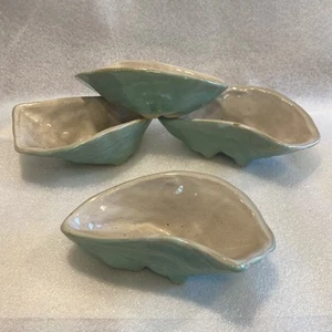 Set of 4 Vintage Chesapeake Bay Oven Oysters Stoneware Bakers Bowls Turquoise - Picture 1 of 6