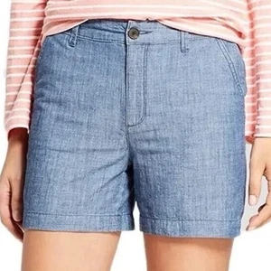 A New Day ~ 5" Inseam ~ Blue Chambray ~ Chino ~ Cotton Shorts - Picture 1 of 4