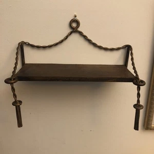 Metal Twisted Rope Tassel Wall Shelf Hollywood Regency Decor Glam Retro - Picture 1 of 12