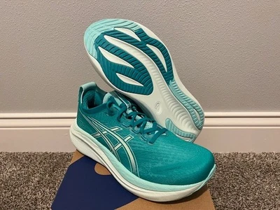 Zapatos para correr Asics Gel-Nimbus 27 para mujer talla 9,5 nuevos en caja ondulados verde azulado/mal nuevos Foto 1 de 4