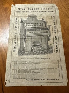 RARE! Star Parlor Organ Flyer / Broadside from the 1870s - VERY GOOD condition - Picture 1 of 6