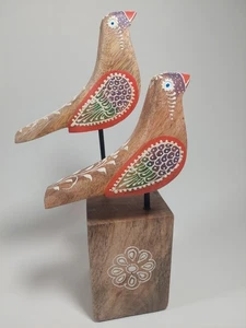 Mexican Folk Art Hand Carved And Painted Bird Pair - Picture 1 of 7