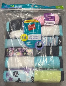 Hanes Girls 14pk Tagless Hipsters 100% Cotton Size 6 - Picture 1 of 2