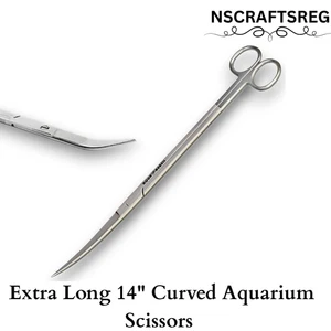Extra Long 14" Curved Aquarium Scissors – Stainless Steel Aquatic Plant Pruning - Picture 1 of 2
