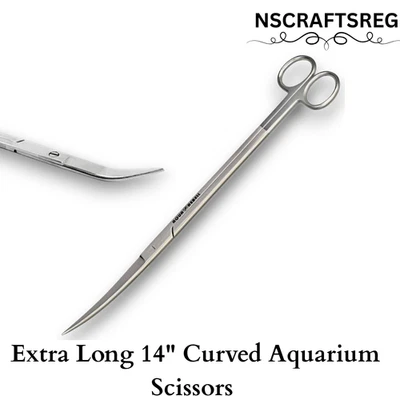 Extra Long 14" Curved Aquarium Scissors – Stainless Steel Aquatic Plant Pruning - Image 1 of 2