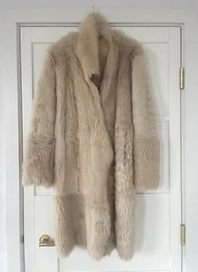 Real Natural SHEEPSKIN SHEARLING Coat Fully Reversible Grey Leather White Fur - Picture 1 of 4