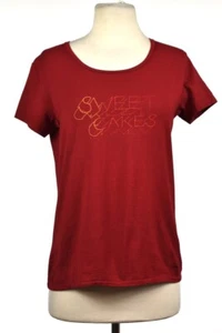 Rogan Womens Top Size L Red Printed Knit Shirt Casual Short Sleeve Cotton - Picture 1 of 4