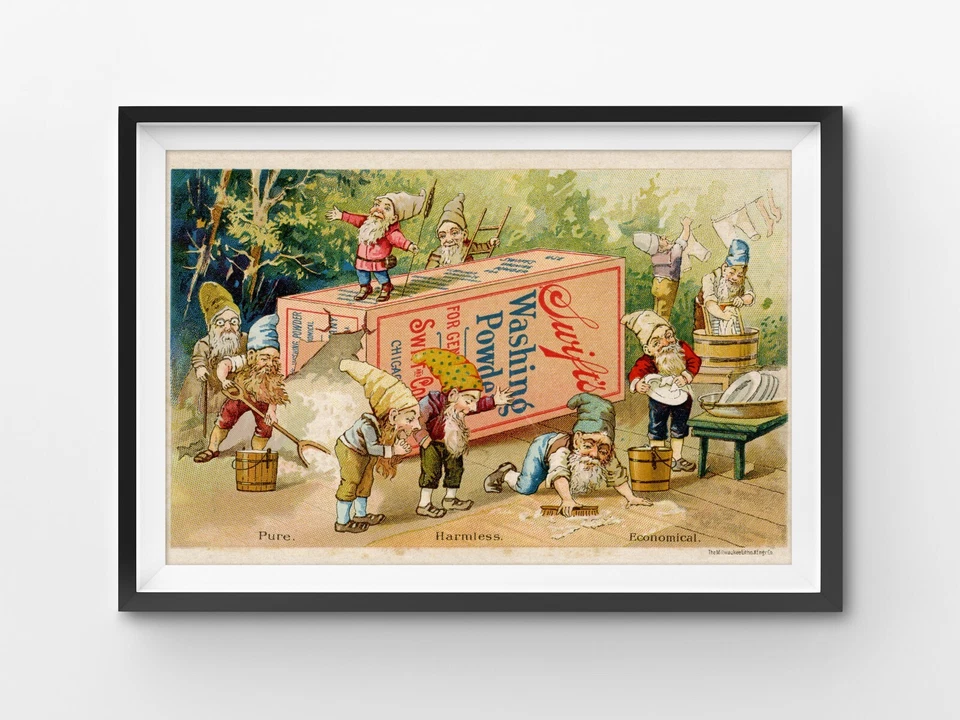 ¡PÓSTER GNOMO VINTAGE! (hasta 24 x 36) - Polvo de lavado - Lavandería - Cocina - Arte Foto 1 de 4