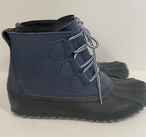 Merona Jodi Navy Coated Leather Duck Rain Winter Boots Women's Sz. 11 US NWT - Picture 1 of 9