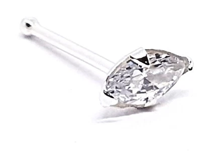 Naso borchia argento taglio ovale artiglio marchese set zirconi 22 g (0,6 mm)... - Immagine 1 di 4