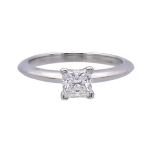 Tiffany & Co. Platinum Diamond Princess Cut Engagement Ring .67ct GVS2 - Picture 1 of 13