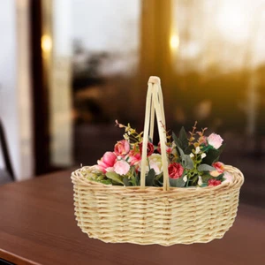 Wicker Flower Basket Travel Portable Picnic Wear-resistant Fruit - Picture 1 of 12