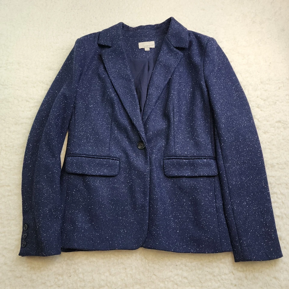 Chaqueta Blazer Loft 8 Moteada Azul Marino Academia Oficina Forrada Preppy Dinero Antiguo Foto 1 de 4