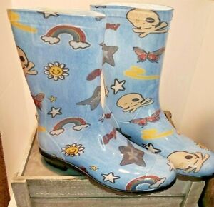 UGG Kids K Raana Patches Rain Boots Size 6 YOUTH WOMENS 7