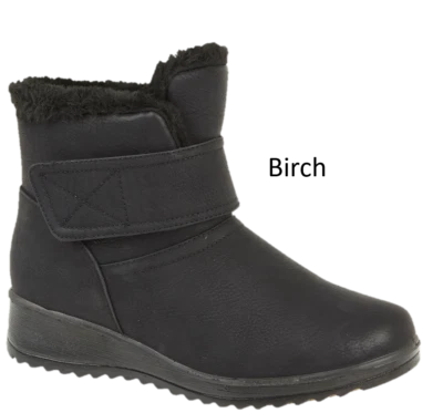 COMFORT COLLECTION LADIES WEDGE ANKLE BOOT WARM COMFORTABLE ZIP BLACK FASHION