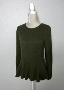 Antonio Melani Cashmere Long Sleeve Crew Neck Pleated Peplum Jumper Sweater M - Picture 1 of 10