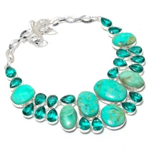 Chrysokoll Apatit Edelstein Halskette Geschenk verstellbare Kette Schmuck 18 ... - Bild 1 von 7